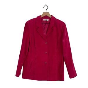 Vintage Nancy Bolen Dark Pink Suede Leather Jacket Women's Size Large